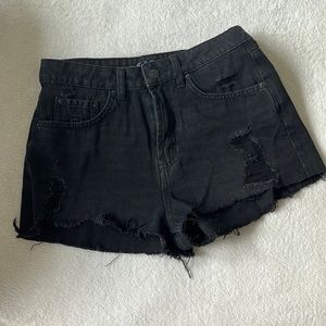 BLACK HAND PAINTED WILD FABLE CUT OFFS